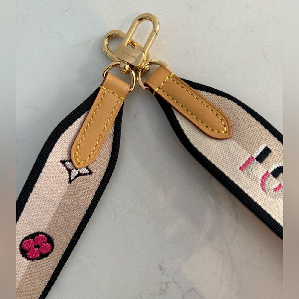 Louis Vuitton Jacquard Speedy Bandoulière 20 Shoulder Strap BLK/Pink ~ NWOT 42” - Picture 10 of 11